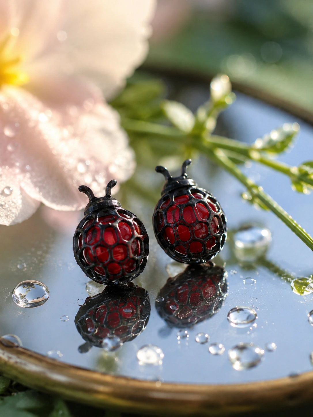 Pendientes Abstract Ladybug inspirados en mariquitas de la coleccion Garden de PoisonLily